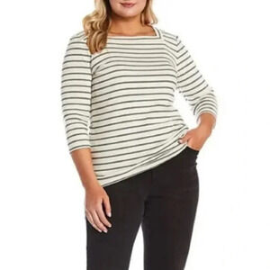 Ralph Lauren Striped Square Neck 3/4 Length Sleeve Top​​​​​​​​​​